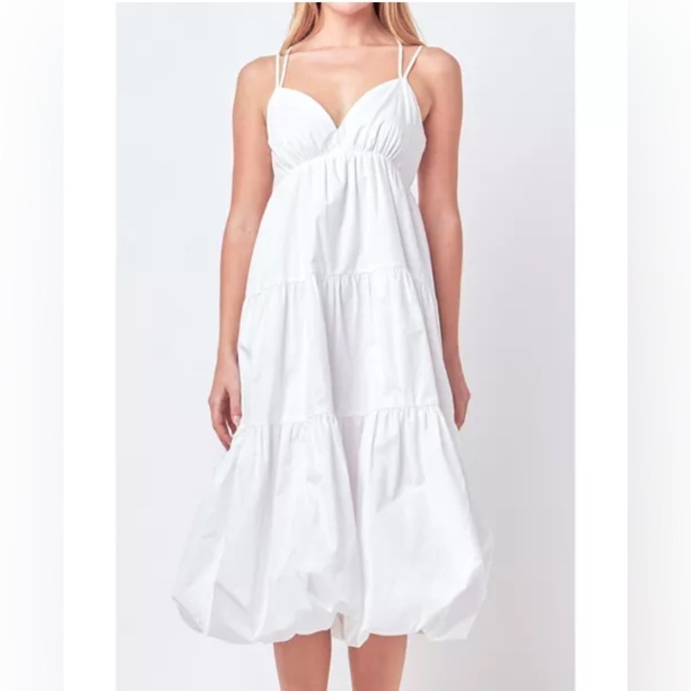 English Factory White Tiered Dress Size S